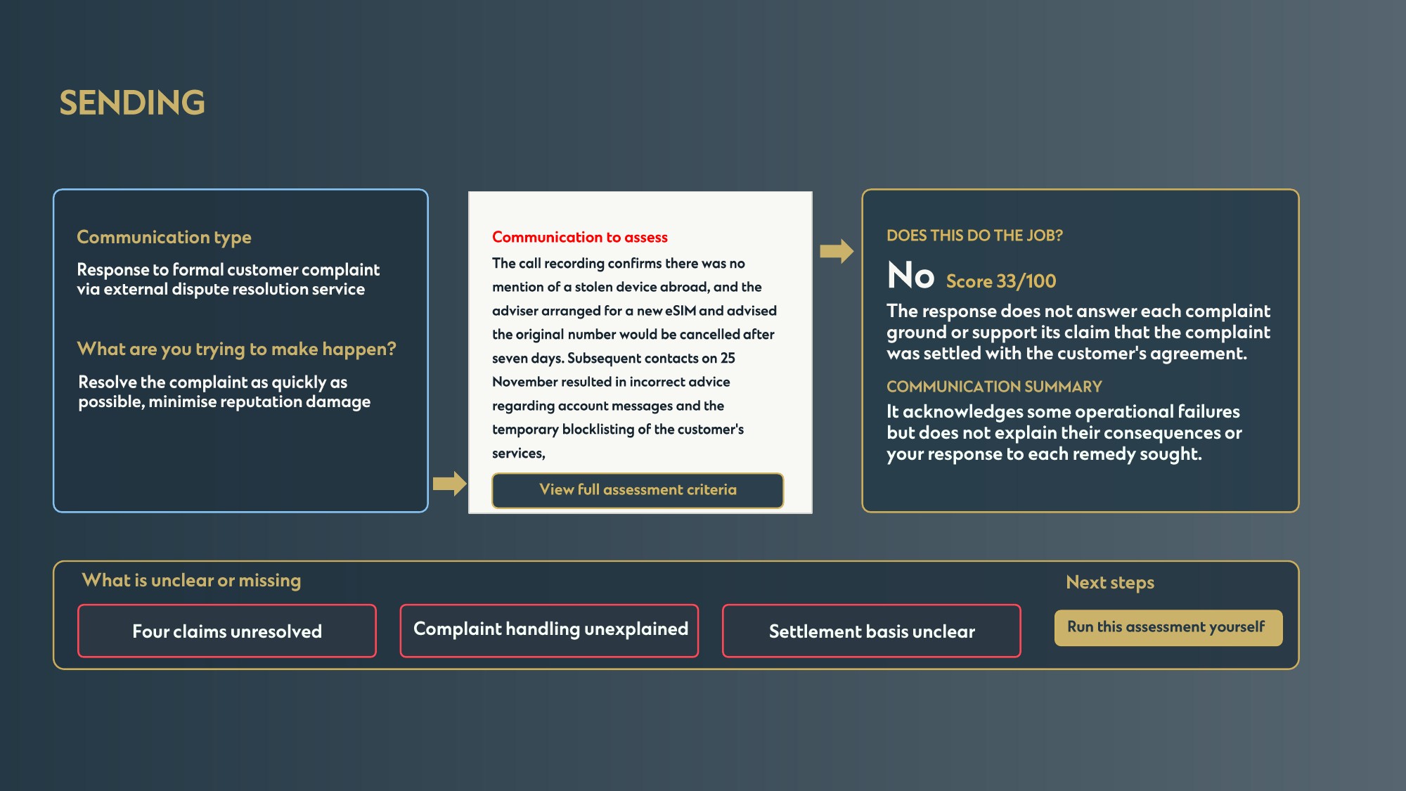 NimbleArk for complaints campaign, section 10 of 11: Sending